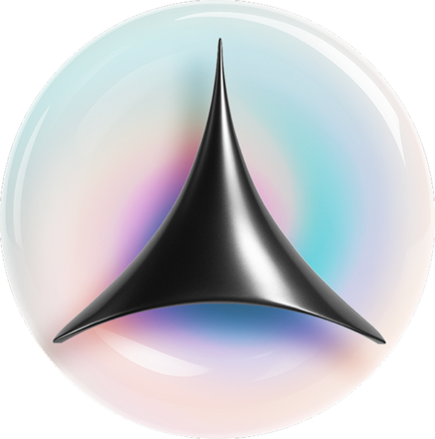 AIR — iridescent sphere with three-point symbol